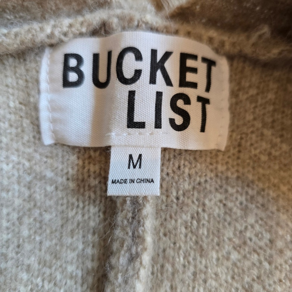 Bucket List Star Pattern Oversized Cardigan Sweater Tan Cream Wool Blend IT1670M - Picture 7 of 8